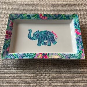 Lilly Pulitzer Blue and Green Vanity Tray with Tropical Design